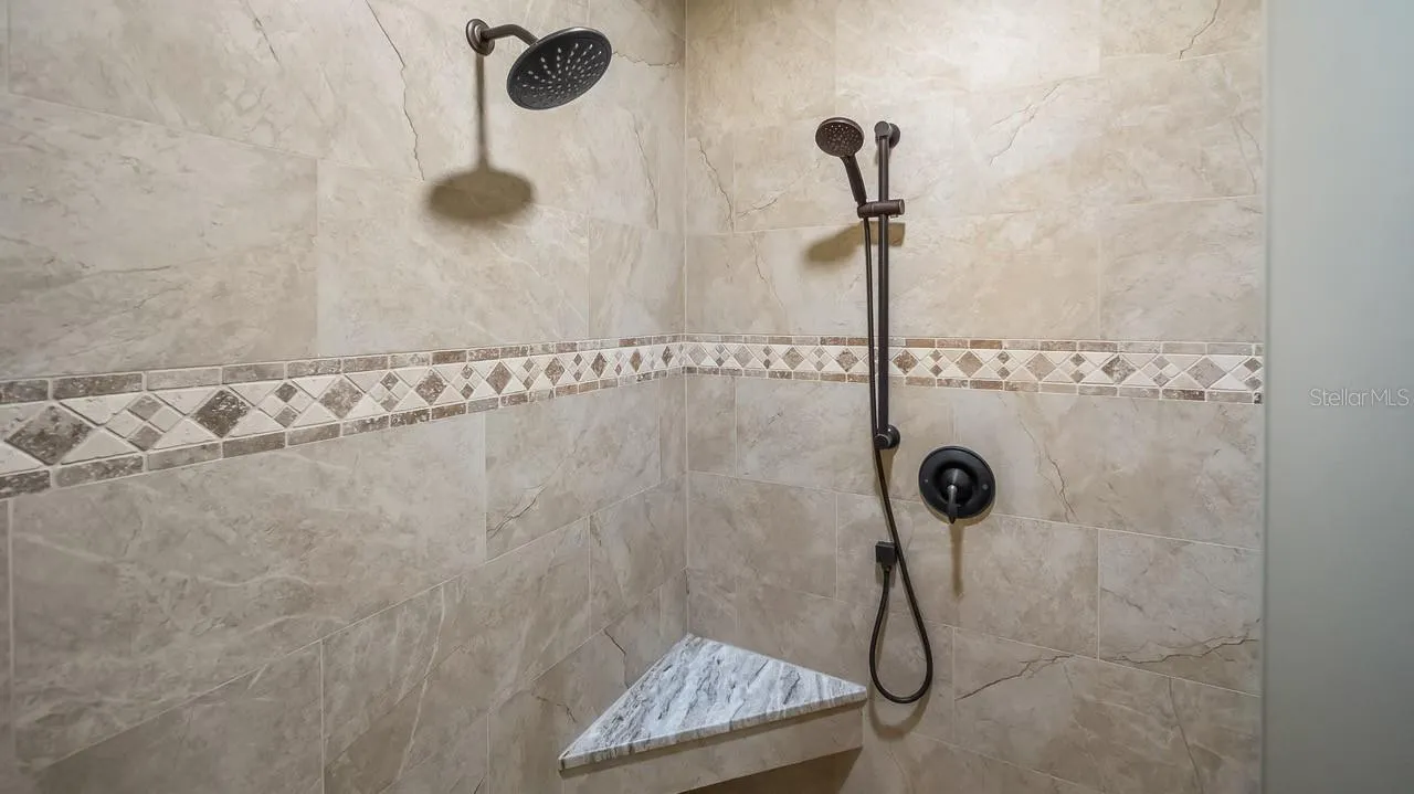 Dual Shower Heads with built-in bench seat