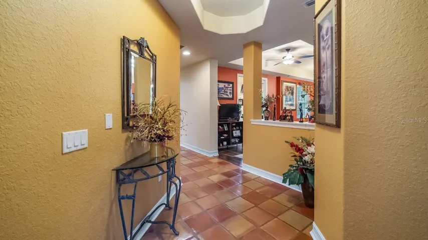 Saltillo Tile Floor in Hallway and Kitchen