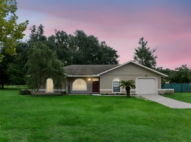 Front exterior with sunset view, fencing yard with front gate no HOA