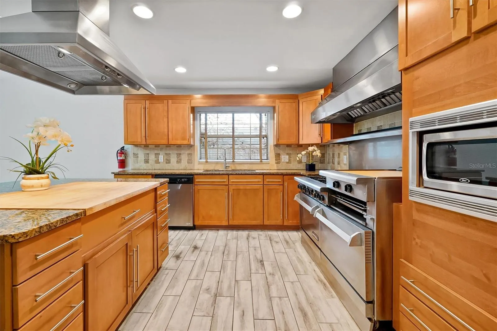 Kitchen with butcher block island