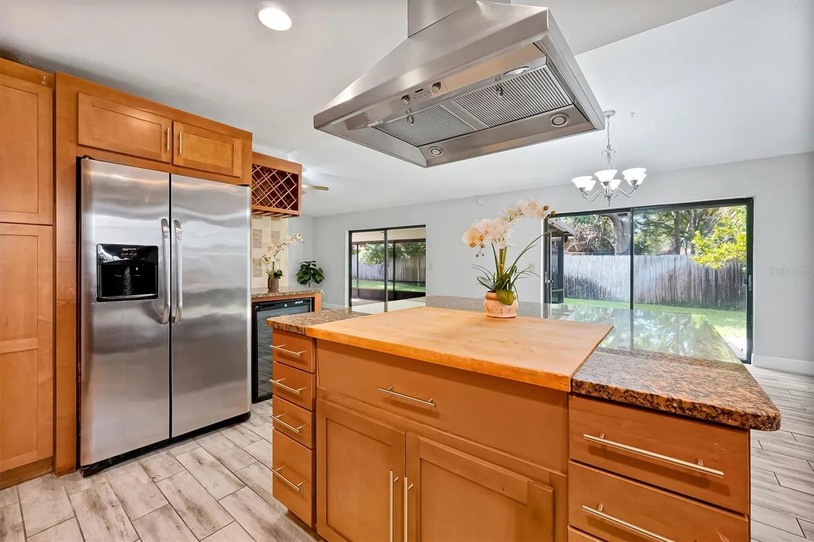 Kitchen with butcher block island