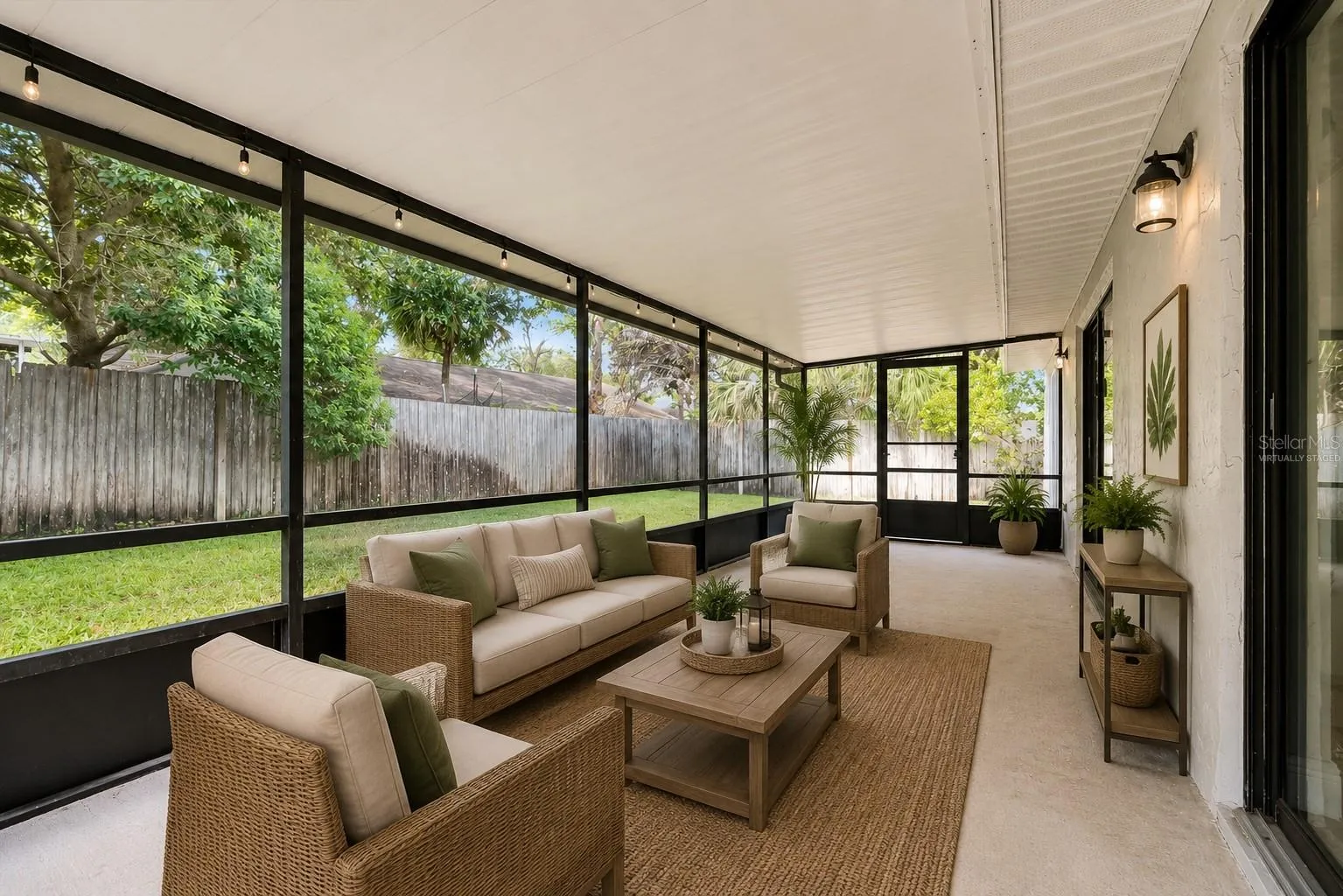 Screen porch virtually staged