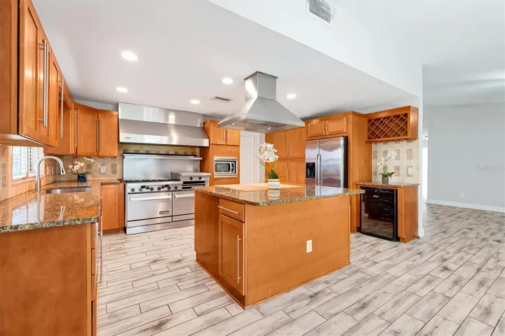 Kitchen with butcher block island