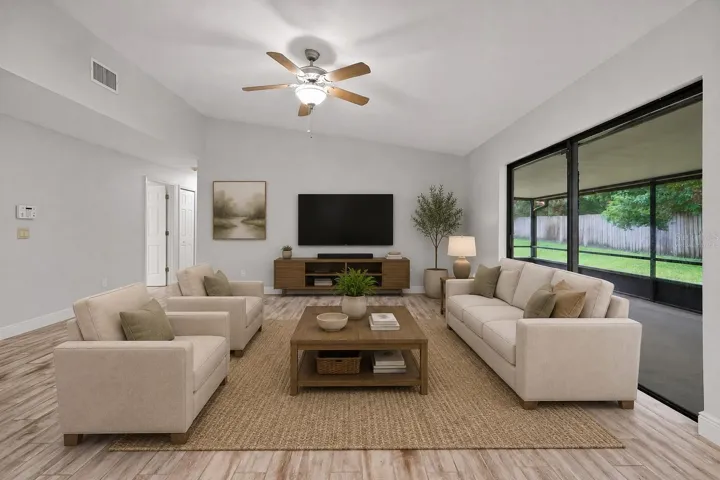 Living room virtually staged