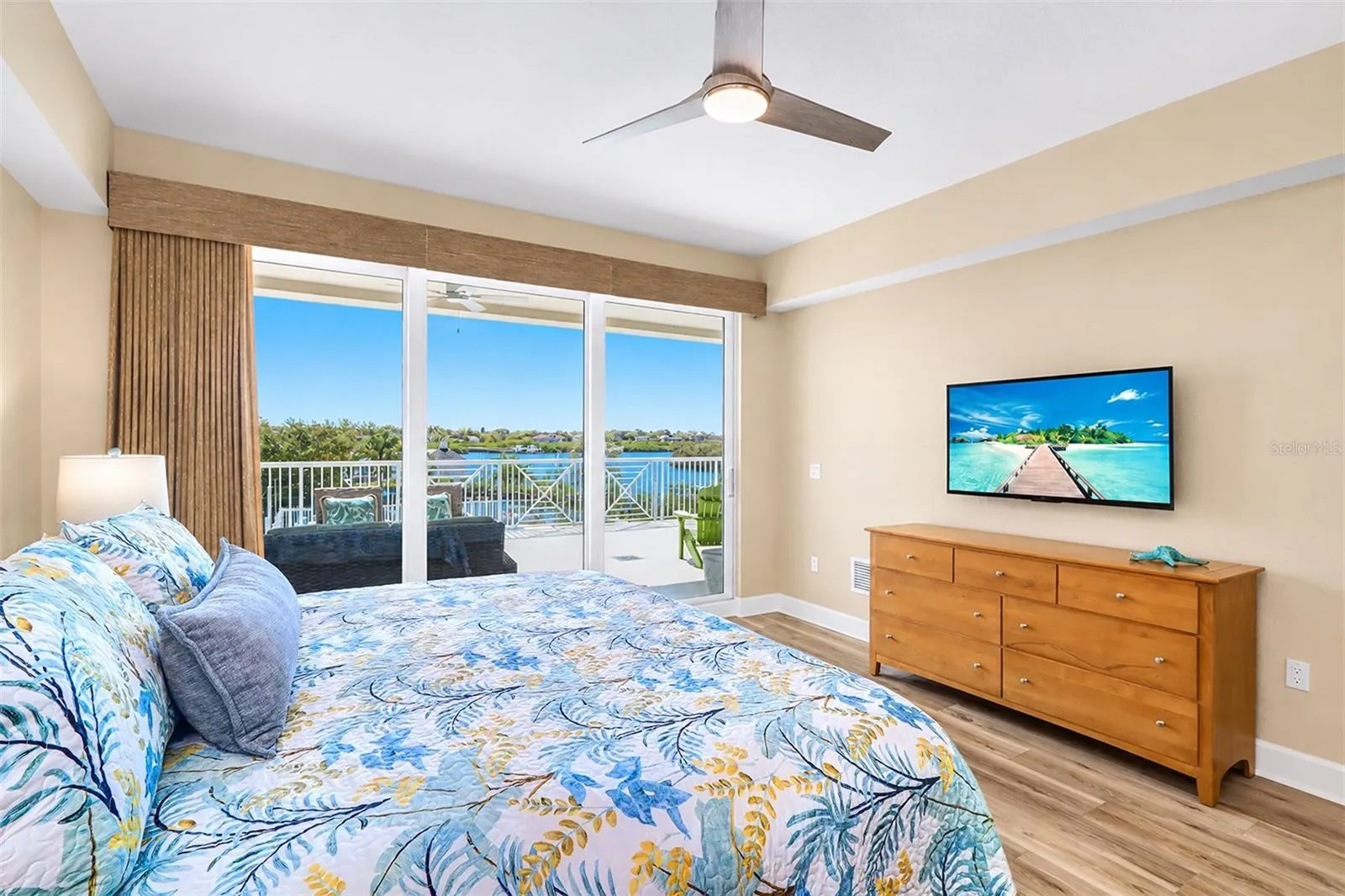 .. WATER VIEW FROM MASTER BEDROOM SUITE.. TURN KEY UNIT. NEW MATRESS AND NEW ADJUSTABLE KING BEDFRAME.