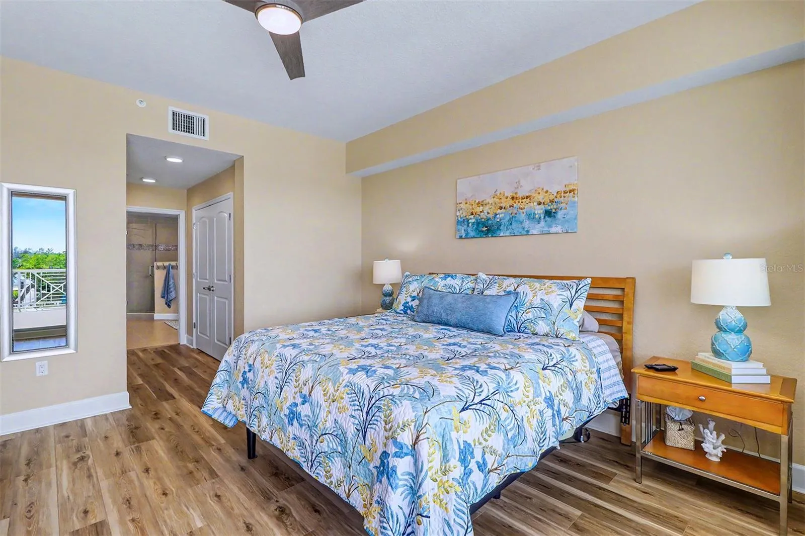 ... Looking in from Balcony to Master suite. Two  Closets and then Large Master Bath.