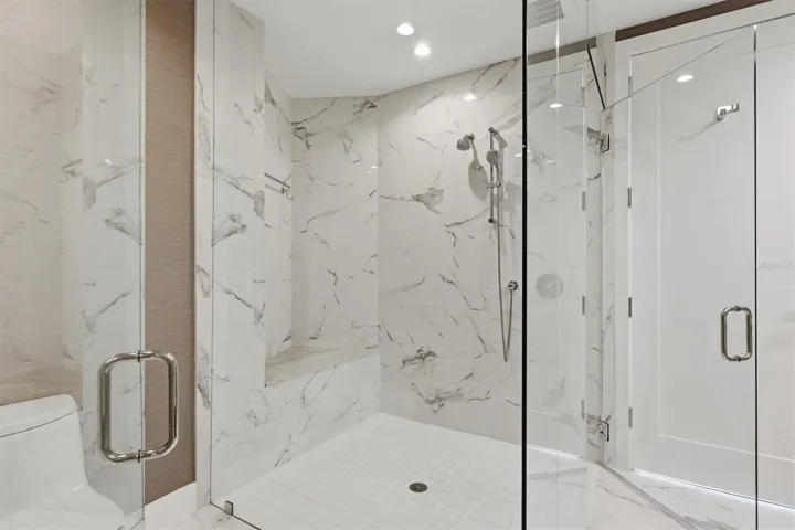 Full glass step-in shower