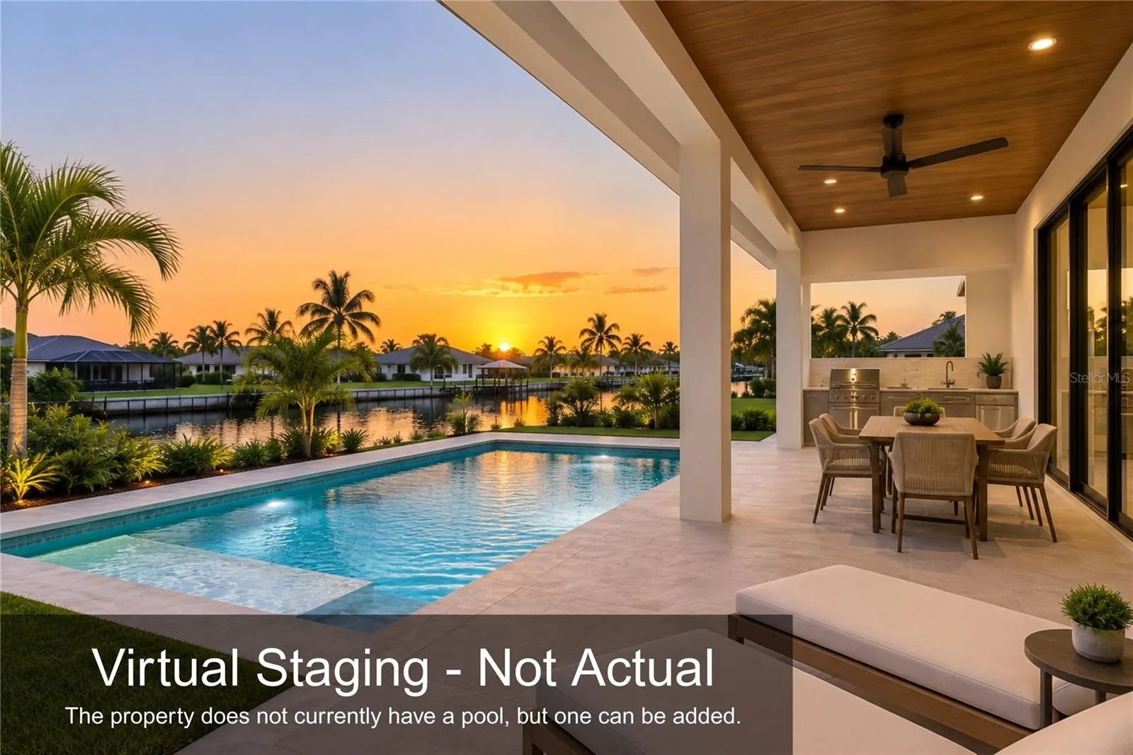 Virtual Staging - Not Actual. The property does not currently have a pool, but one can be added.