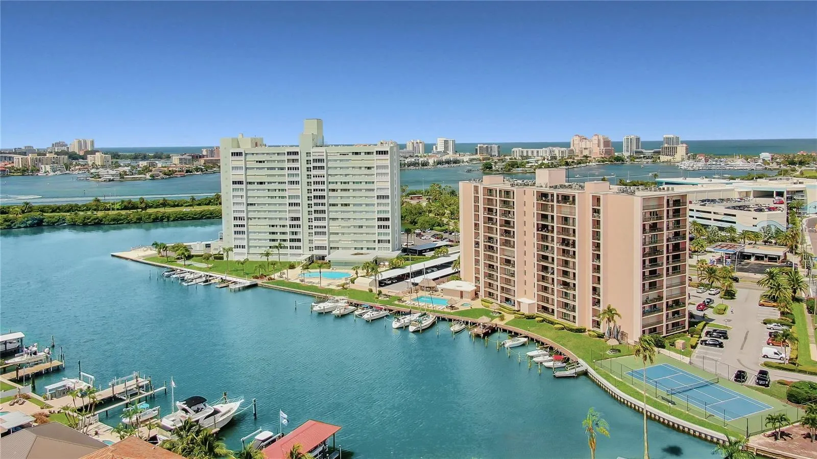 Aerial of 51 Island Way and Clearwater Beach.