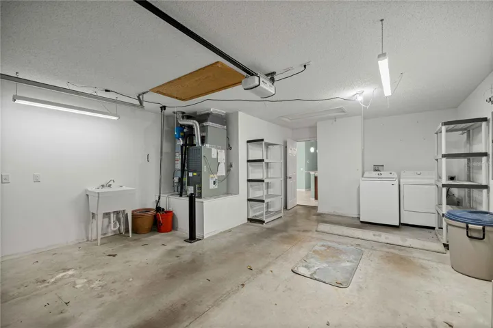 Garage with golf cart parking.