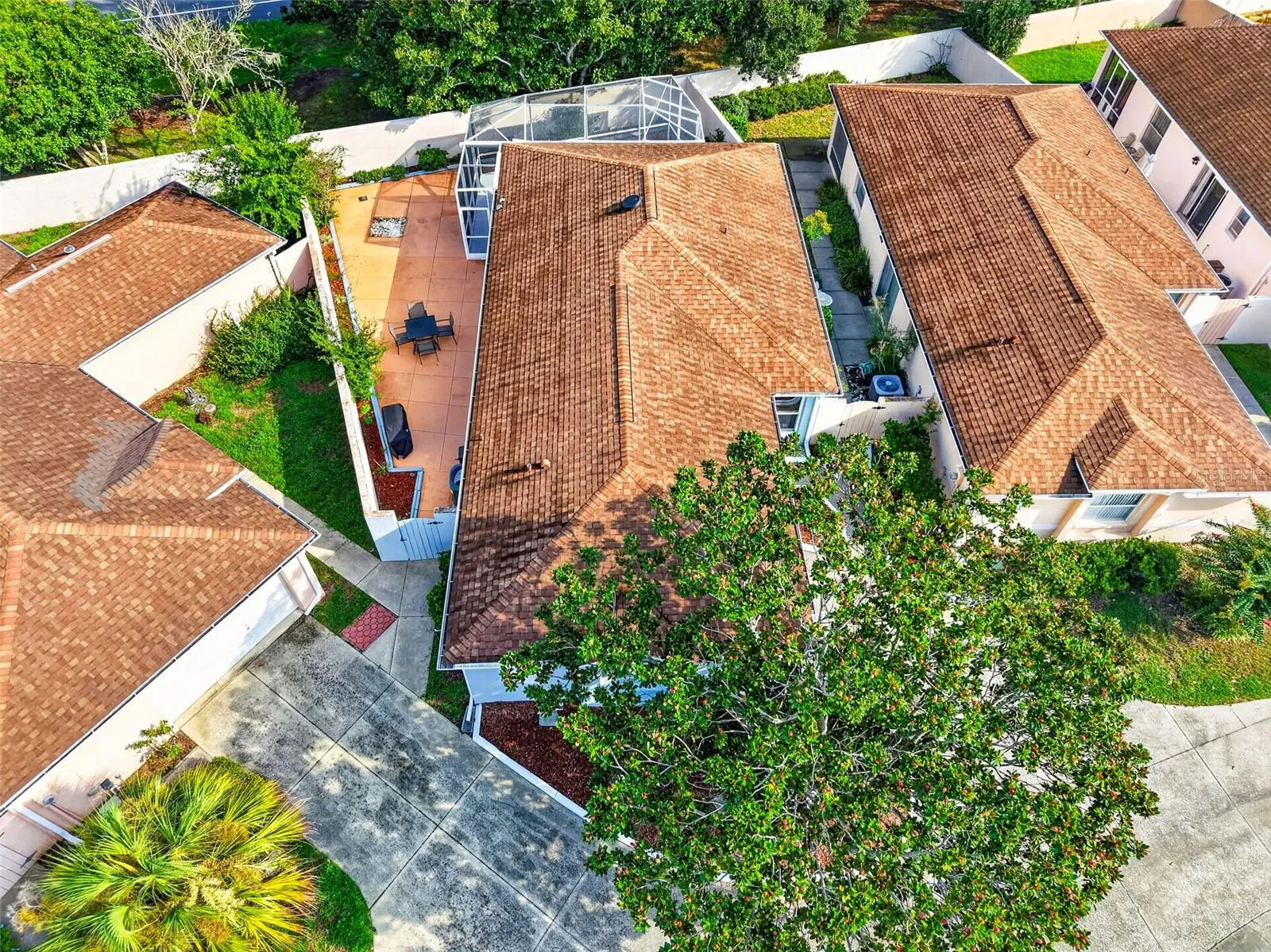 Aerial Front Elevation with PRIVATE Courtyard and ROOM FOR A POOL!