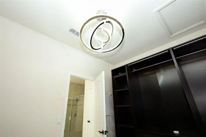 CRYSTAL CHANDELIER IN MASTER CLOSET