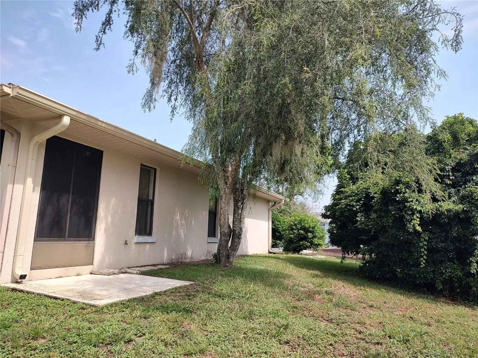 Side yard with pad for potted plants, BBQ?