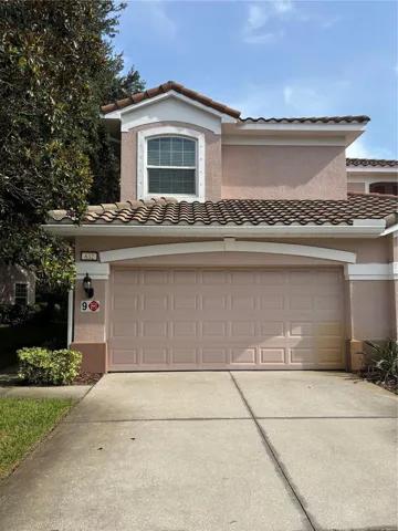 Front of building.  Two car garage.