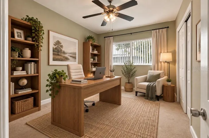 VIRTUALLY STAGED TO SHOW POTENTIAL: 4th Bedroom (Being used as Office) 10X9