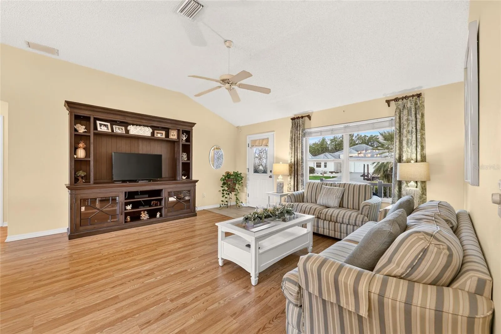 Living Room with Vaulted Ceiling