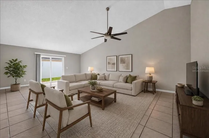 Virtually staged living room