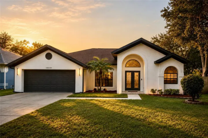 House front at sunset