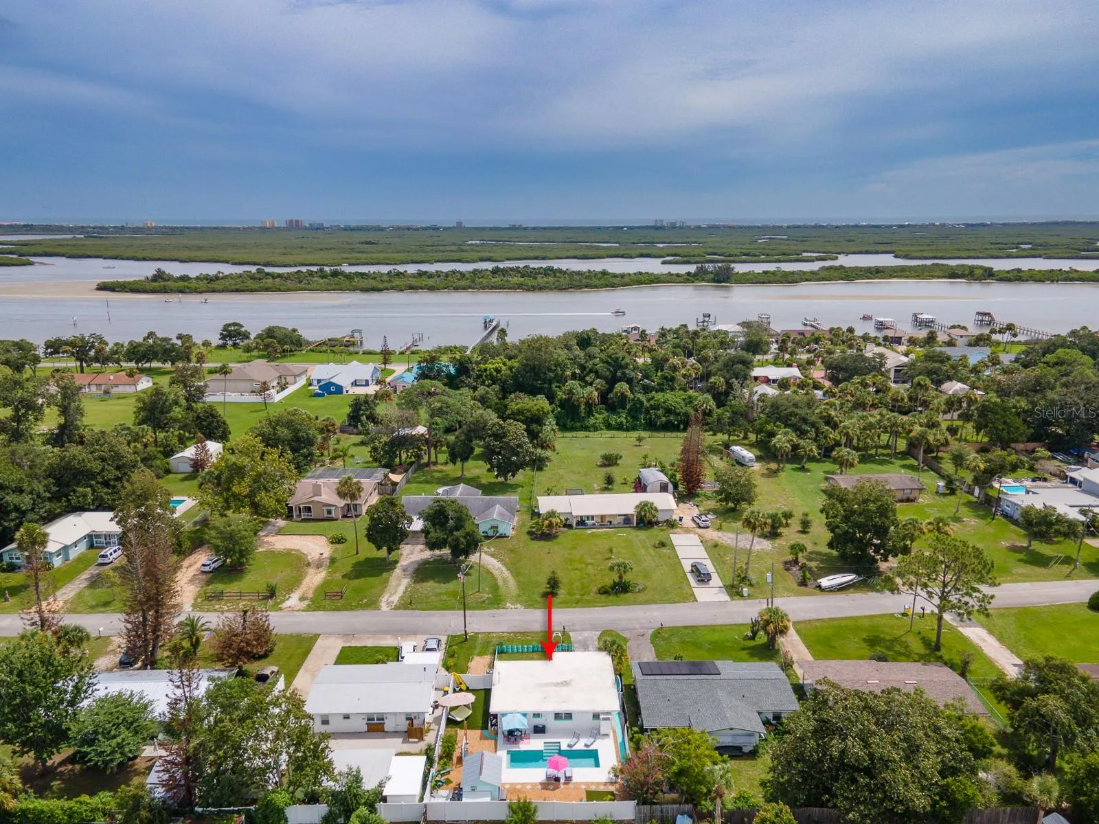 Birds eye view to the east.
