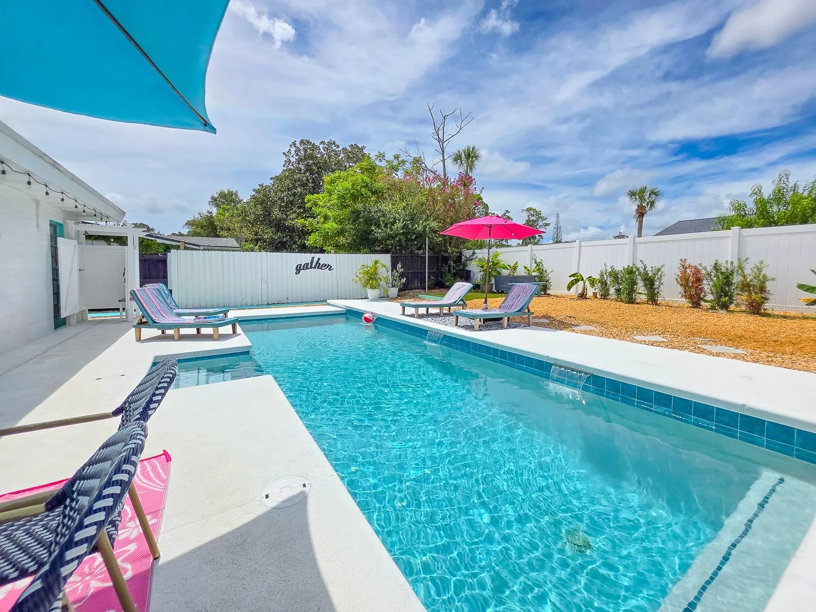 Heated (as needed) salt water pool.