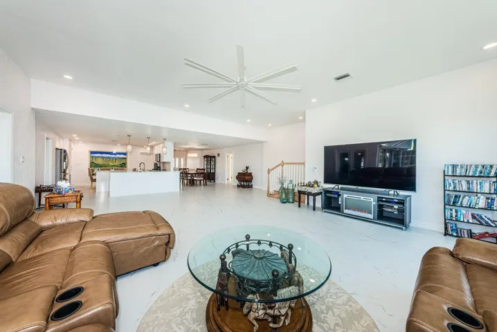 Plenty of space for a seating area and tv area