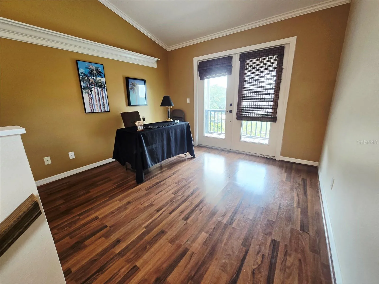 Loft Office at top of stairs has balcony access
