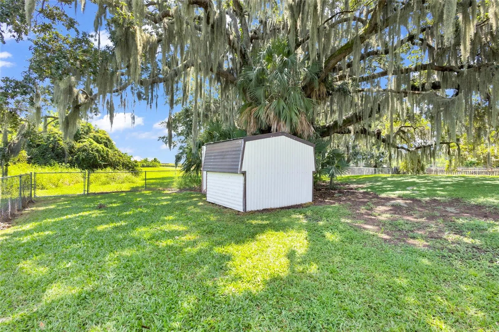 Tool shed and fenced area.