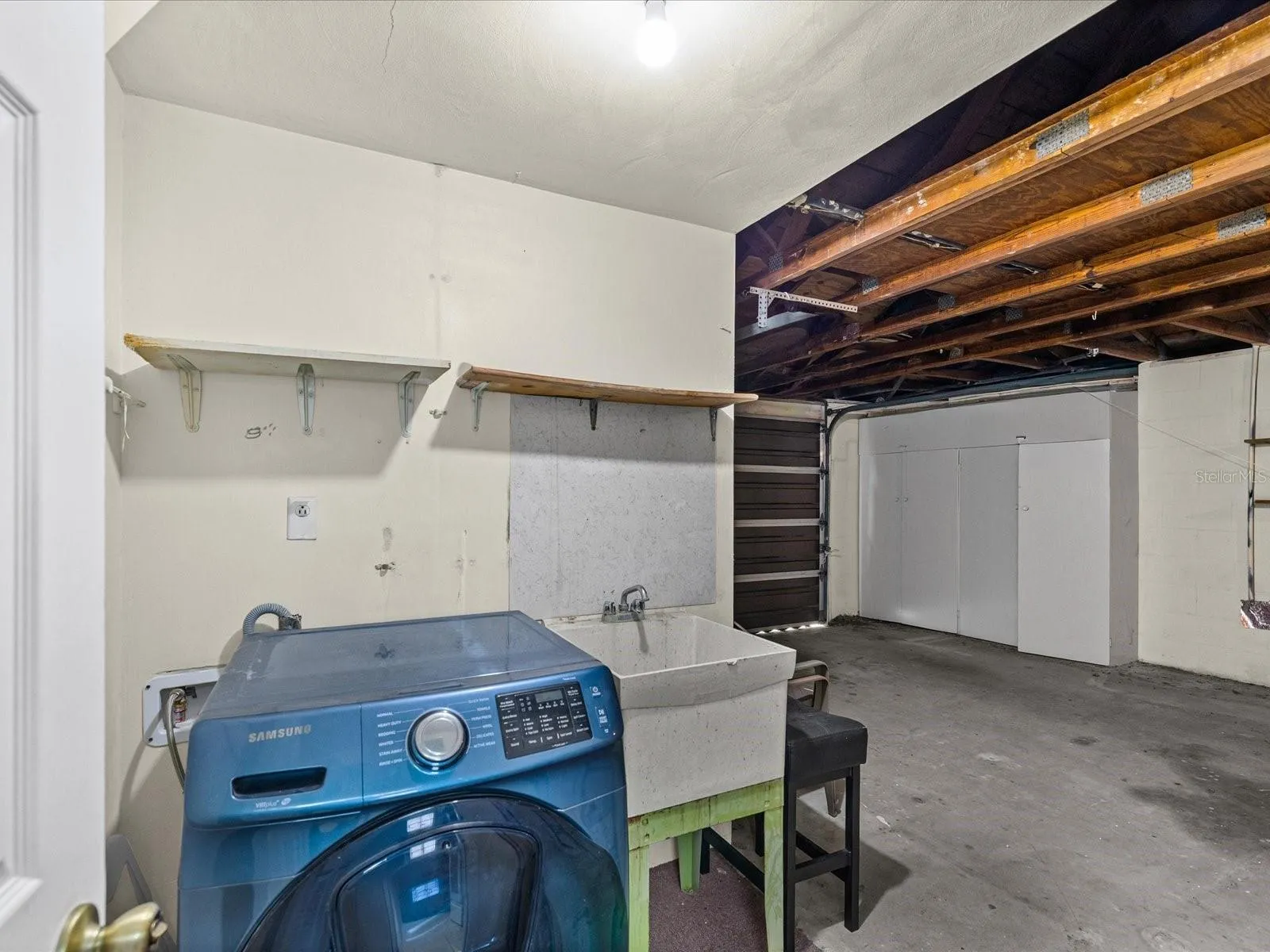 Laundry inside garage