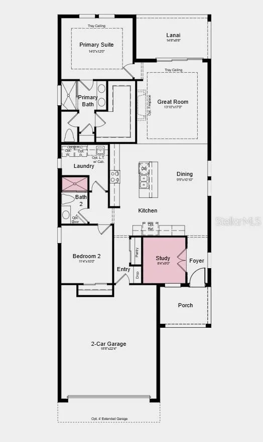 Floor Plan -  Additional Highlights Include: extended flooring into the primary suite, 8' interior doors, and all appliances included