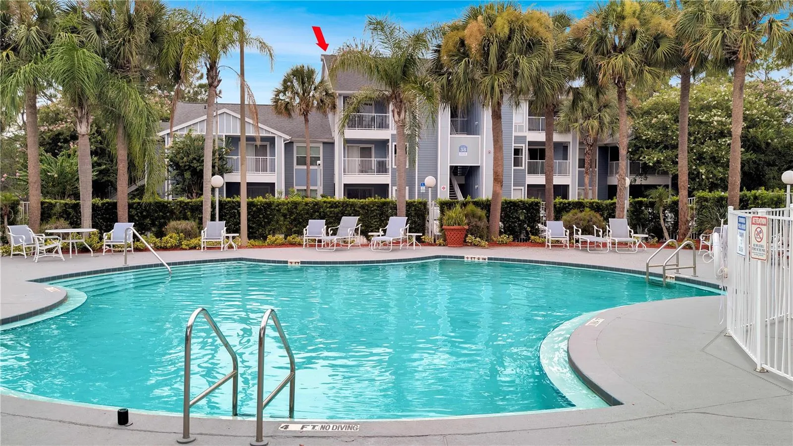 This is the Front of your Building Behind Pool! Nice!
