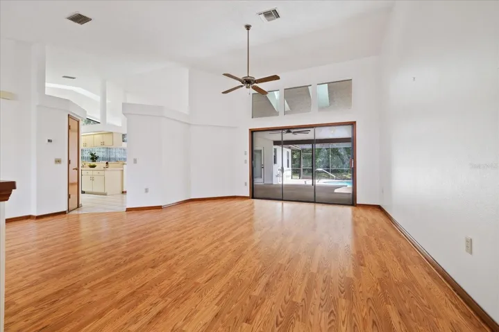 angle that shows the entry to the kitchen and the living area