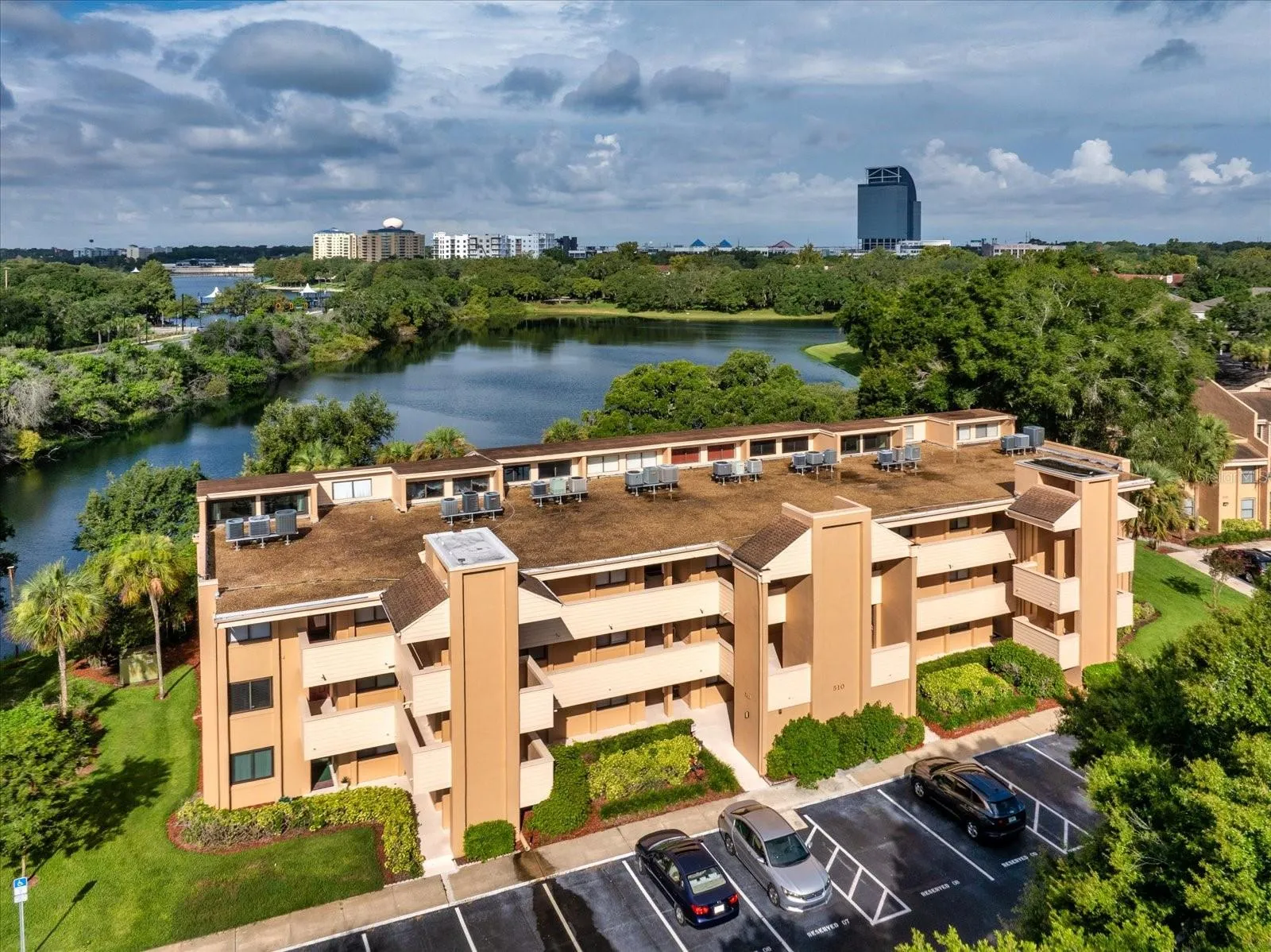 Aerial view of Building 510 - Cranes Roost Village