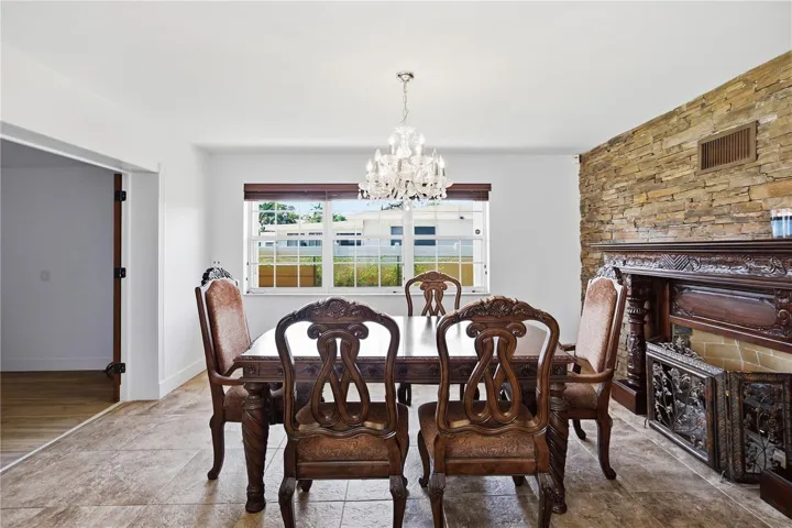 Dining Room Stone Fireplace