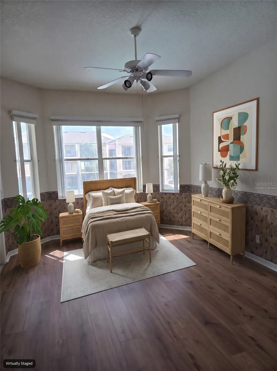 Virtually staged master suite