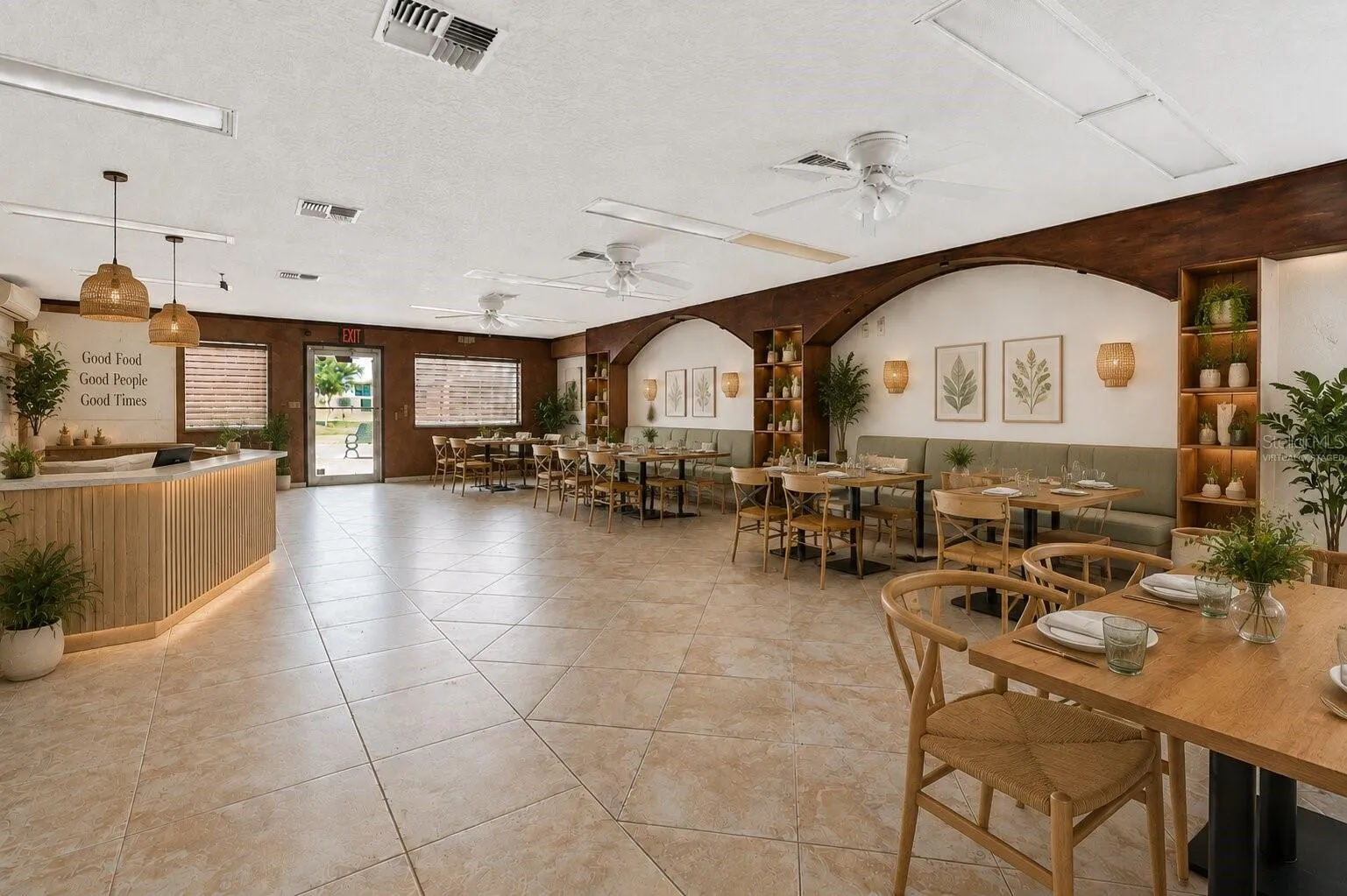 Entry View Virtually Staged as Restaurant