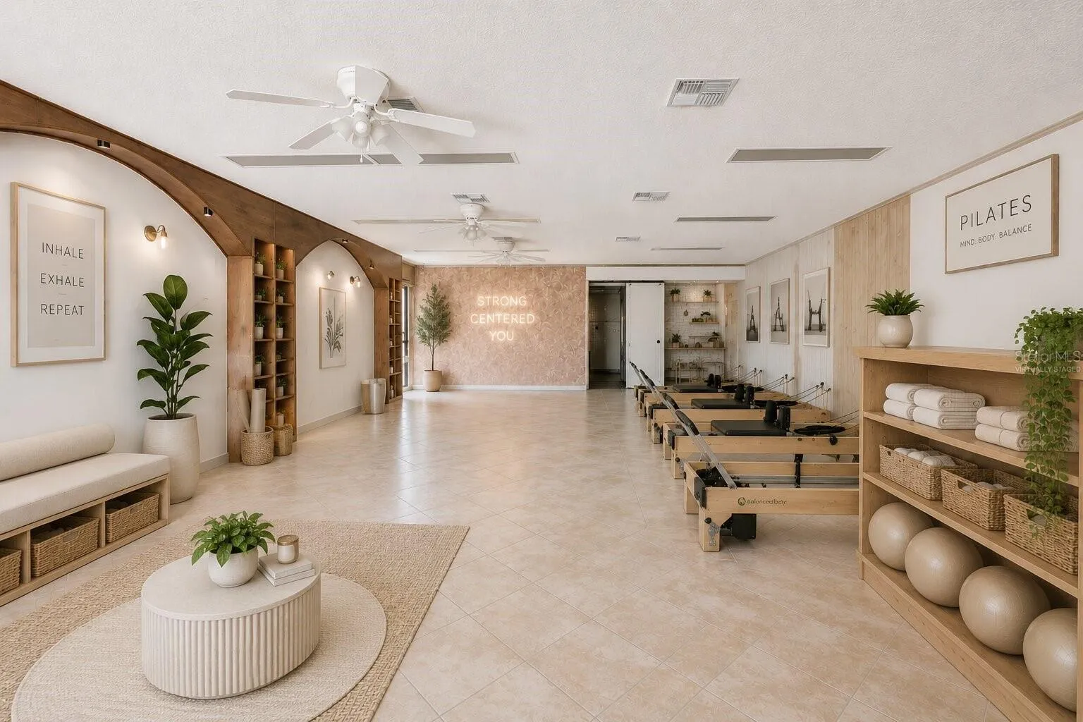 Entry View Virtually Staged as  Pilates Studio