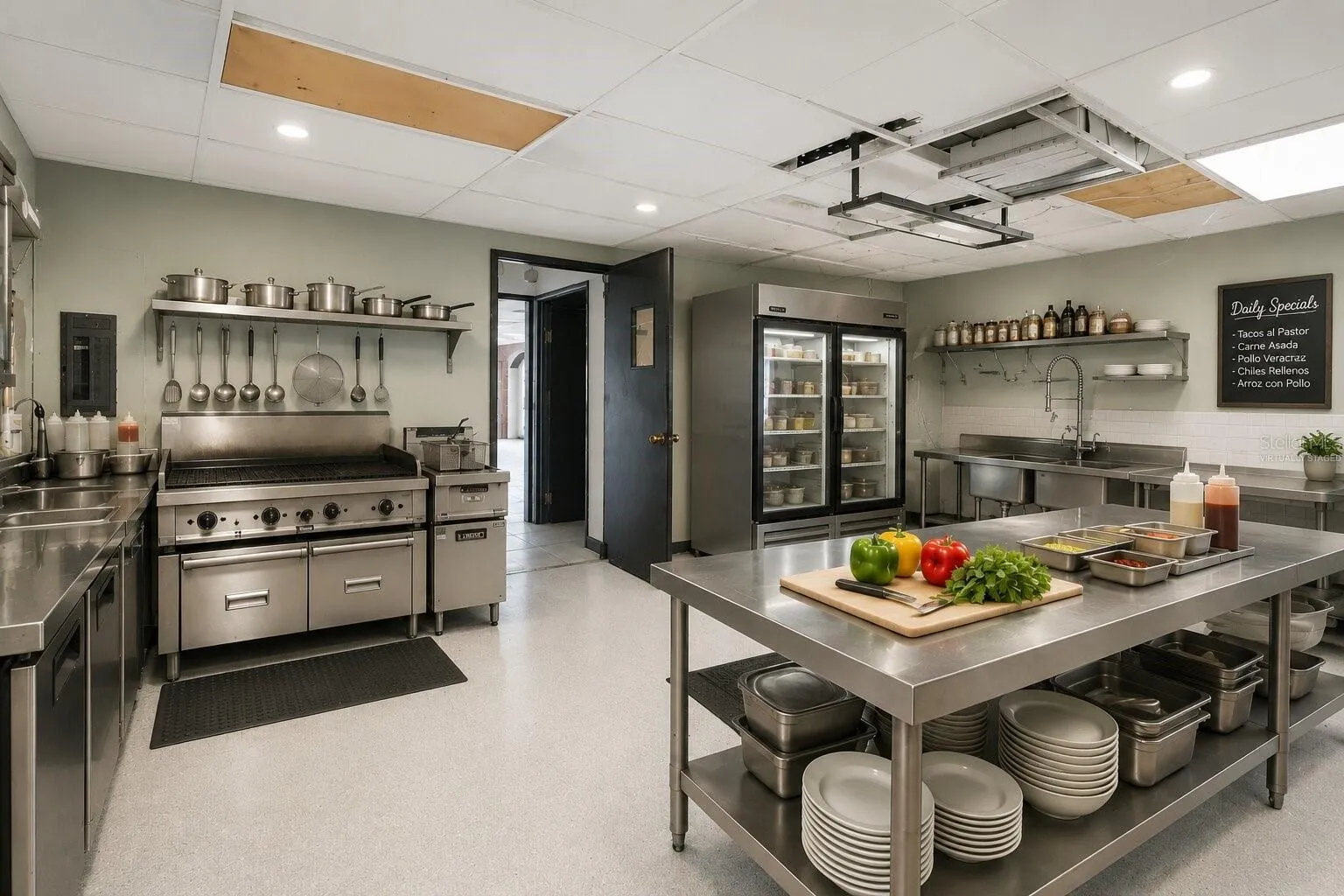 Back of House Area Virtually Staged as Kitchen