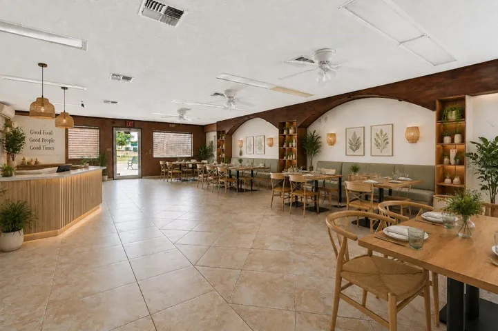 Entry View Virtually Staged as Restaurant