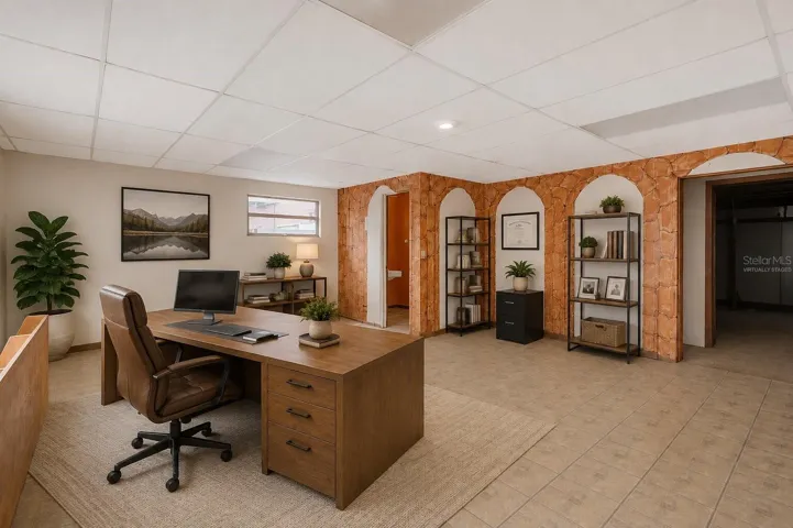 Flexible Interior Space Virtually Staged as Office