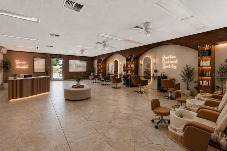 Entry View Virtually Staged as Nail and Hair Salon