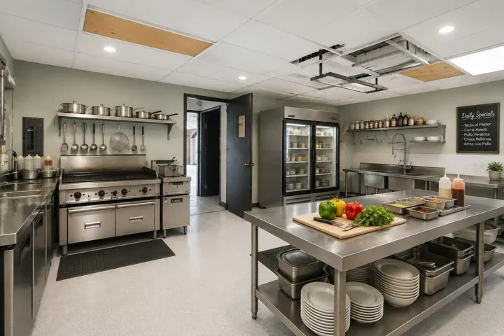 Back of House Area Virtually Staged as Kitchen