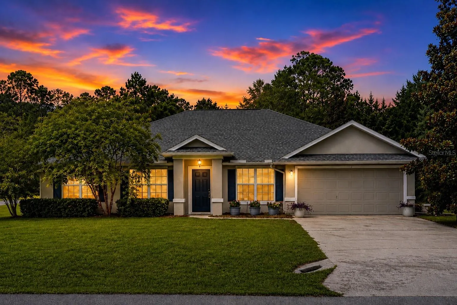 AI image - front of home in twilight