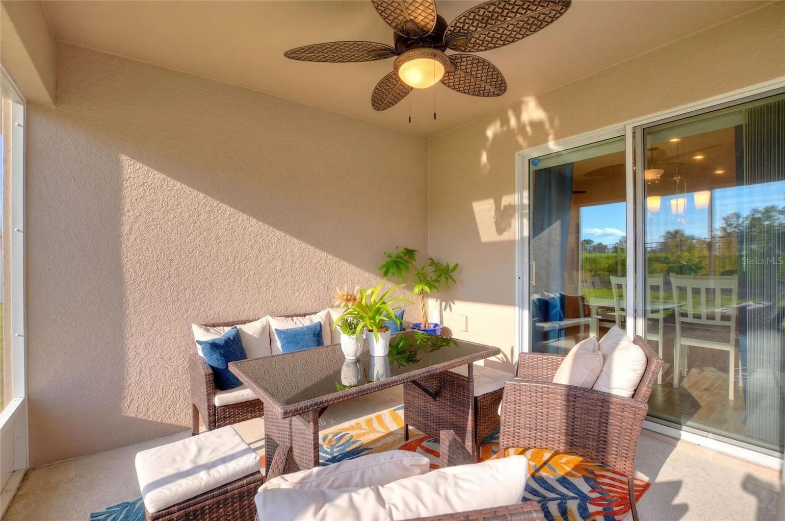 Covered Screened Rear Patio with Fan