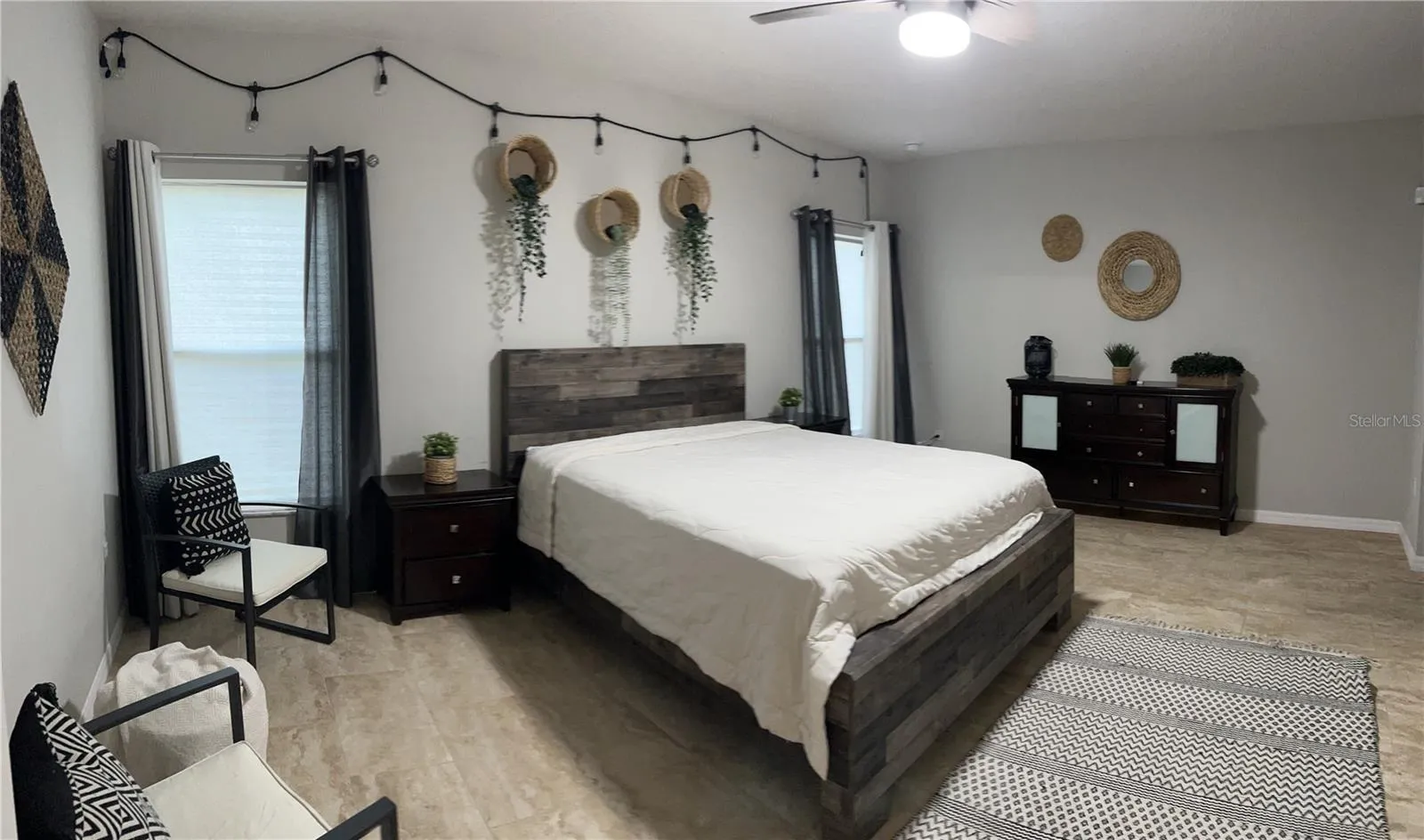 Master bedroom staged
