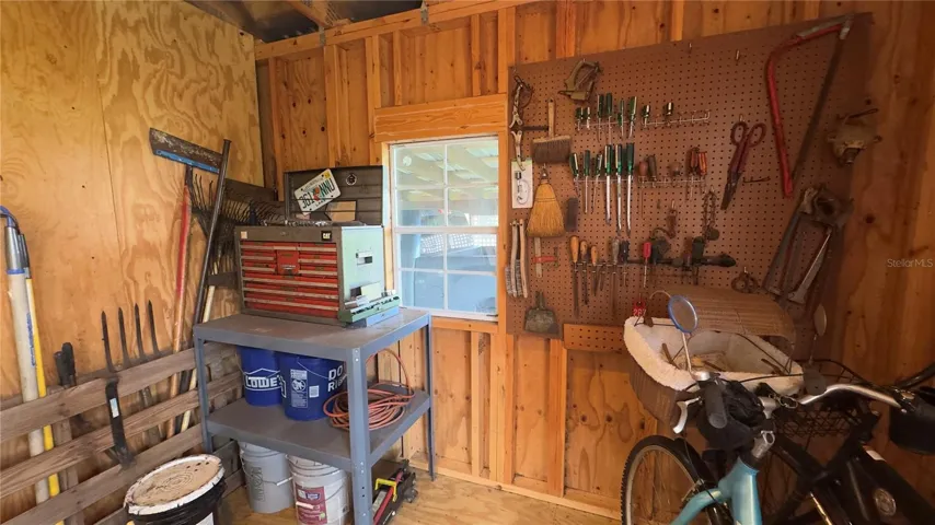 Equipment room in shed