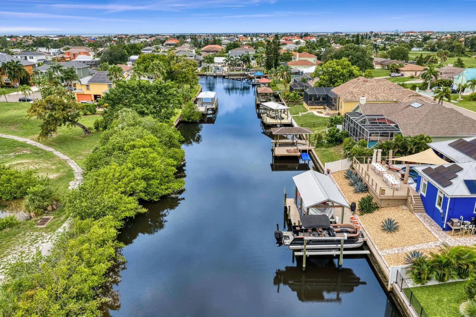 Approximately a 15 minute no-wake ride to the open waters of Tampa Bay