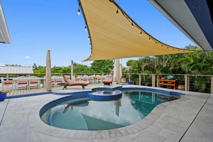 Large composite deck off pool deck