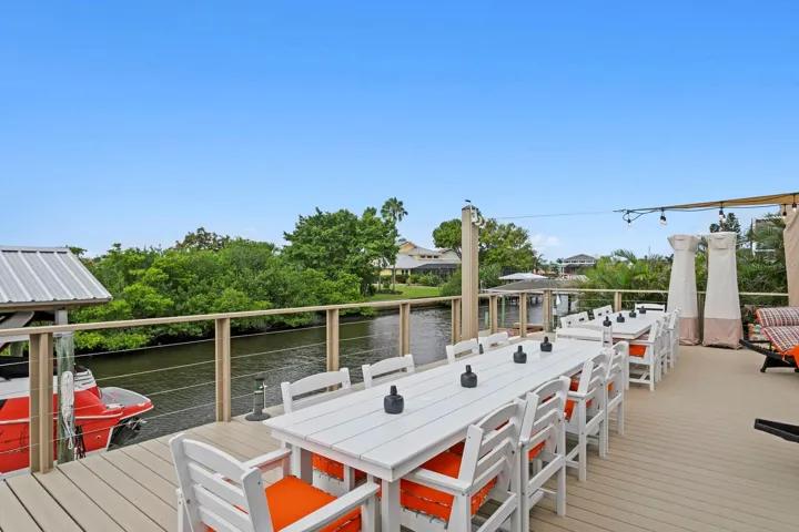 Custom-built composite deck overlooks canal