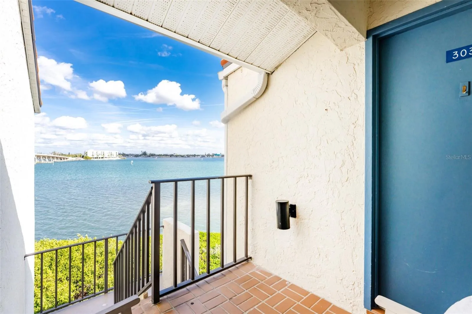 Balcony entrance overlooks Lemon Bay