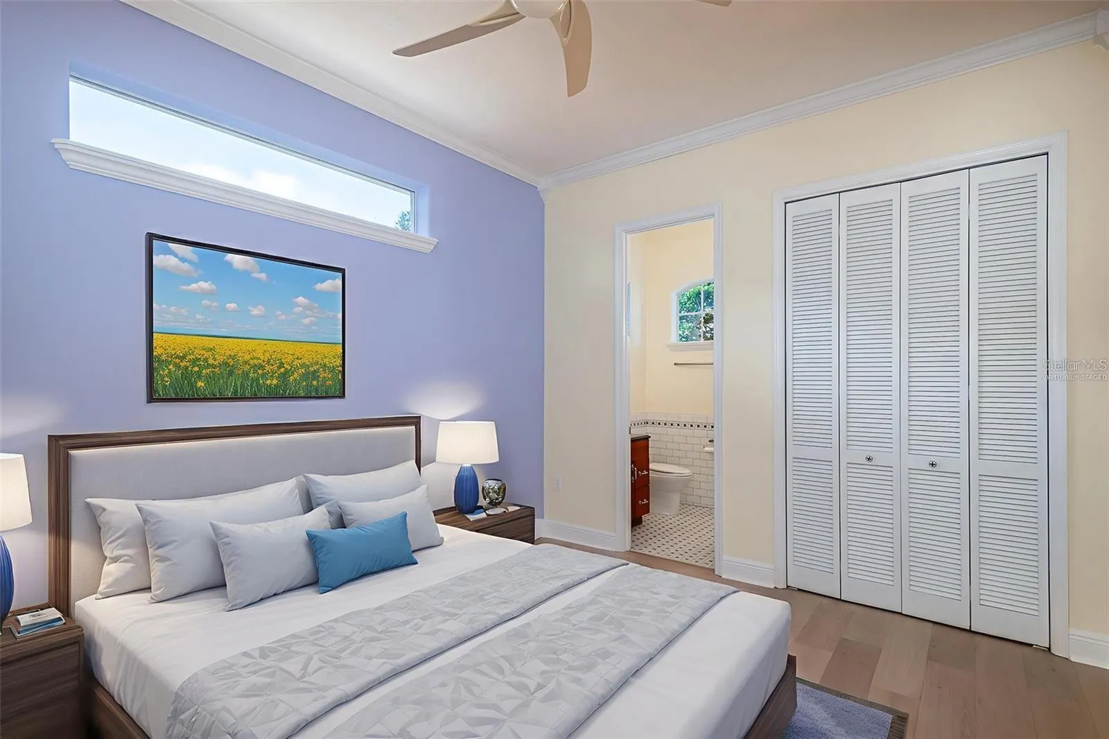 3rd bedroom w/ensuite bath access off the courtyard entry way (virtually staged)